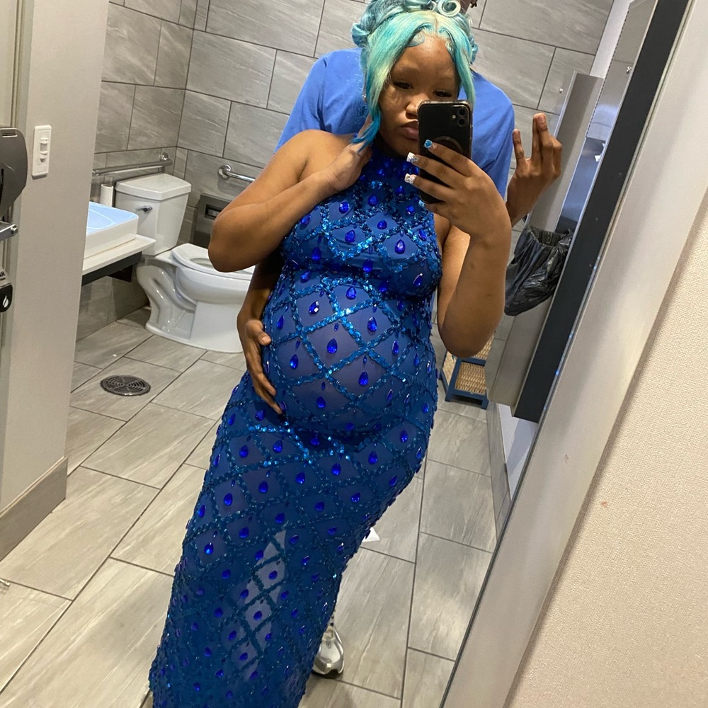 Stunning Blue Beaded Gown